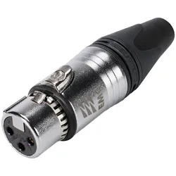 NEUTRIK® XLR, 3-pol , Velvet-Chrom-Gehäuse-, Löttechnik-Kabelbuchse, vergoldete(r) Kontakt(e), gerade, Velvet Chrome