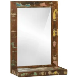 vidaXL Badezimmer Spiegel mit Regal Braun Massives upgecyceltes Holz