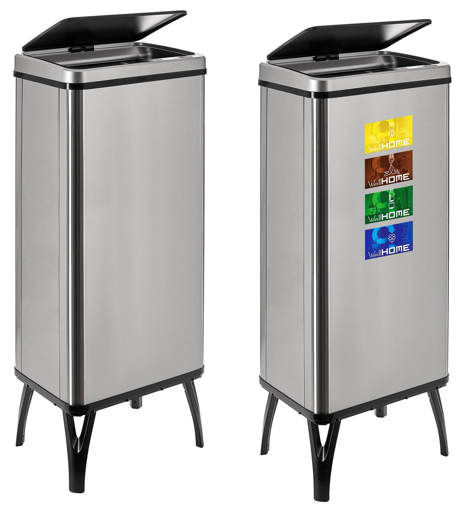 2er-Set Sensor-Mülleimer 60 l, grau, 95,5 x 35,5 x 26 cm