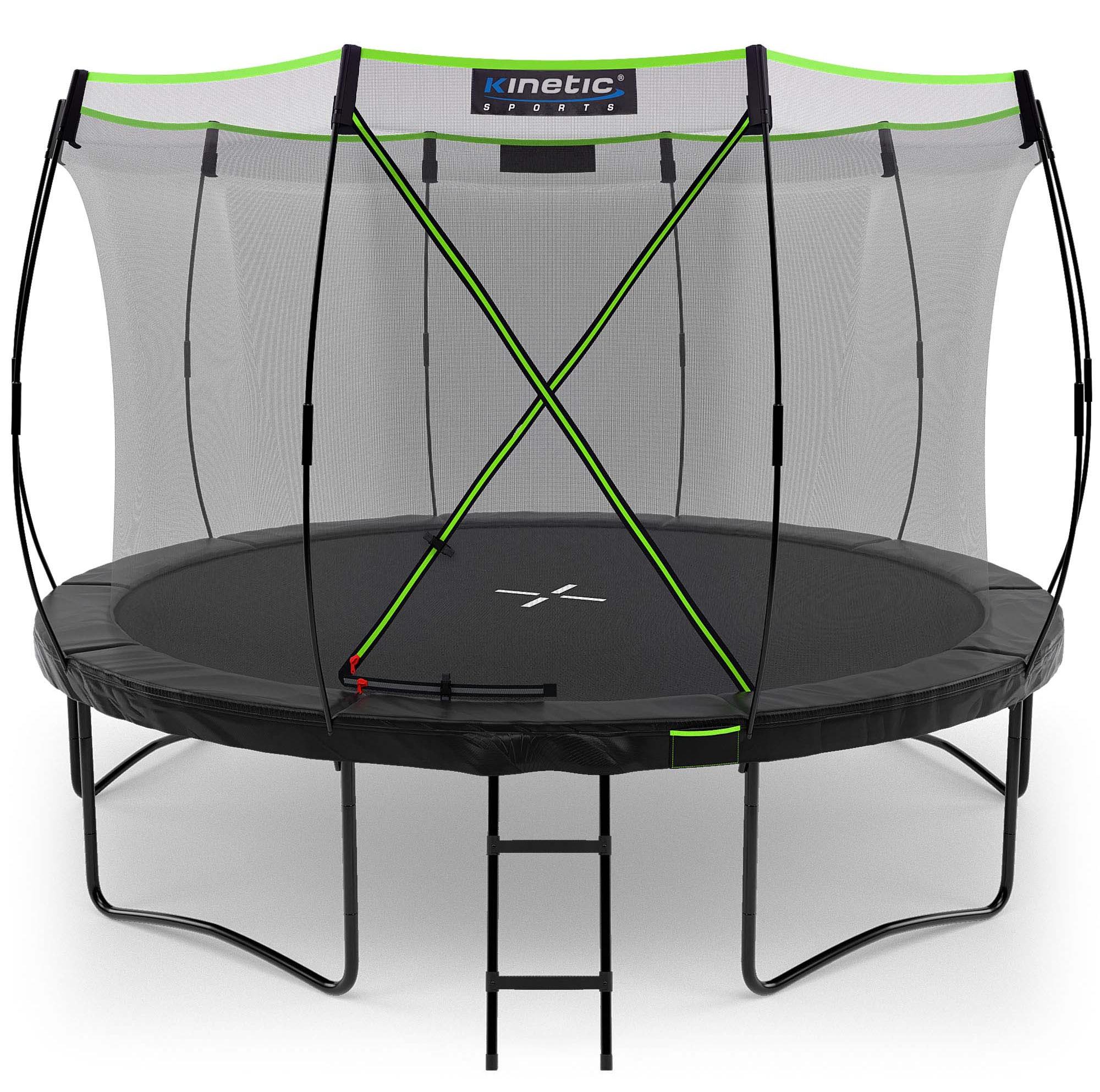 KINETIC SPORTS Trampolin Outdoor 'Ultimate Pro' Ø 244/305/366 cm, rundes Gartentrampolin mit Sicherheitsnetz, bis 120/150/160 kg