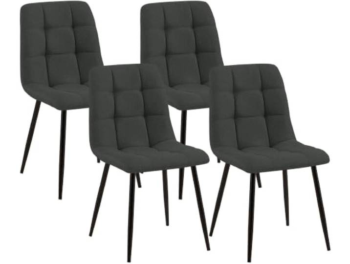 CLP Esszimmerstühle 4er Set gepolstert Tilde, Küchenstühle mit Rückenlehnen und schwarzen Metallgestellen, Polsterstühle bis 150 kg belastbar, Farbe: dunkelgrau, Material: Stoff