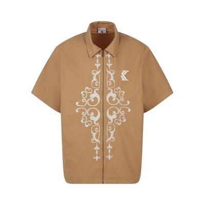 Langarmhemd KARL KANI "Karl Kani Herren KM241-009-1 Karl Kani Og Ornament Woven Shirt", Herren, Gr. L, US-Größen, beige (sand), 100% Baumwolle, Hemden