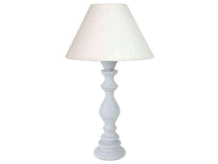 Lampe de table bois abat-jour tissu blanc