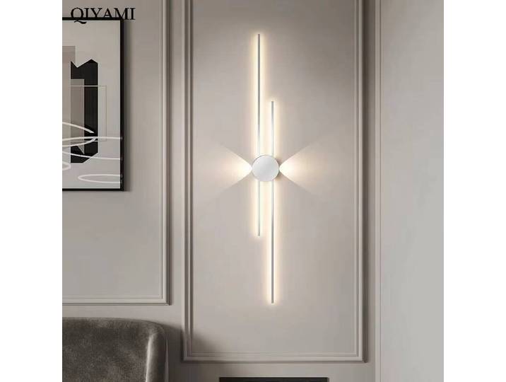 Simple et moderne salon TV fond mur éclairage intérieur décoration Grille en bois chambre chevet bande bande applique murale