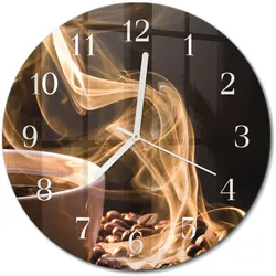 WANDUHR aus Glas Ø30 cm - Tasse Kaffee