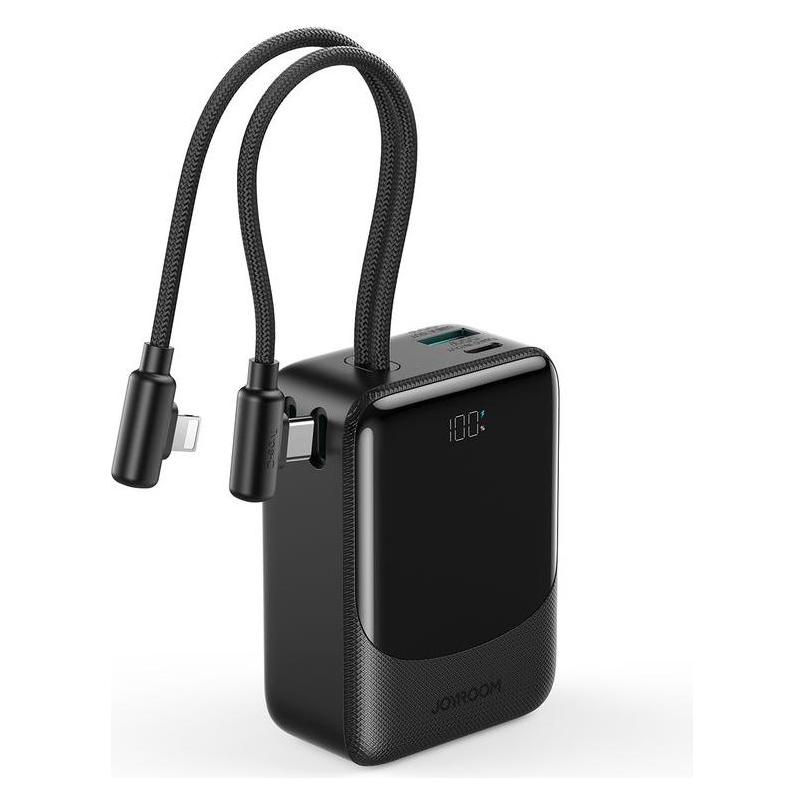 Joyroom Joyroom JR-PC1 22.5W mini power bank 10000mAh with USB-C/Lightning cables - Black (10000 mAh, 22.50 W) (JR-PC1-B)