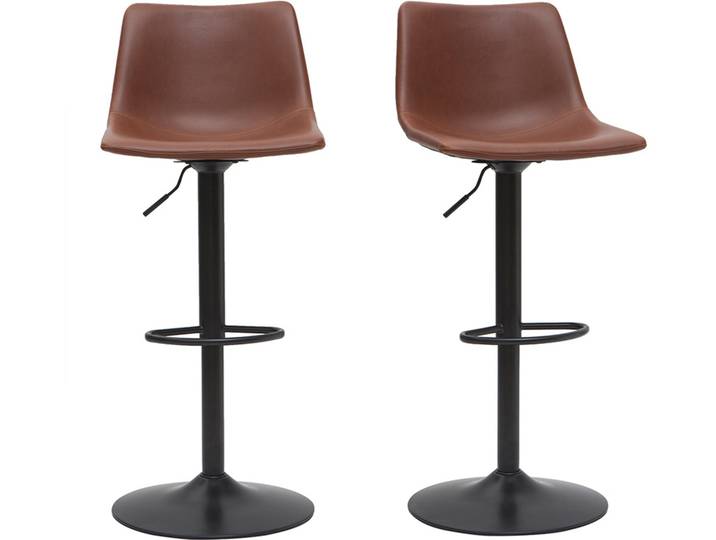 Tabourets de bar vintage réglables pivotants marron clair (lot de 2) NEW ROCK
