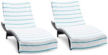 Arkwright Home Las Rayas 2-Piece Chaise Lounge Towel Covers with Top Pocket - 30x85