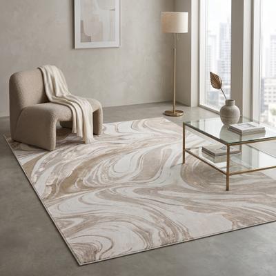 MDA Rugs Luxe Collection Abstract Ivory/Gold Area Rug