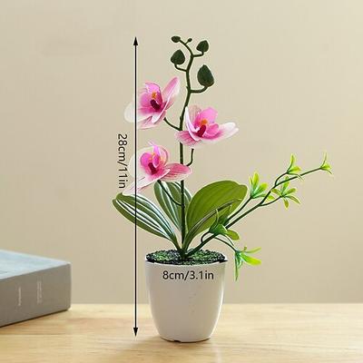 Künstliche Orchidee im Topf, künstliches Phalaenopsis-Blumenarrangement, realistische Seidenorchidee im Topf für die Tischdekoration im Homeoffice