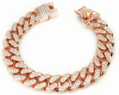 Uplift Picks Cat Necklace Collar Gold Cuban Link Rhinestone Pet Chain For Cats And Puppies rose Gold 16 Inch 40cm