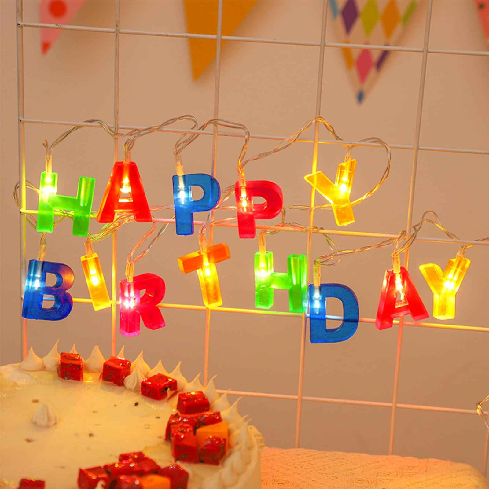 Dripio LED-lichtslingerketting Happy Birthday, meerkleurig, 13 letters, werkt op batterijen