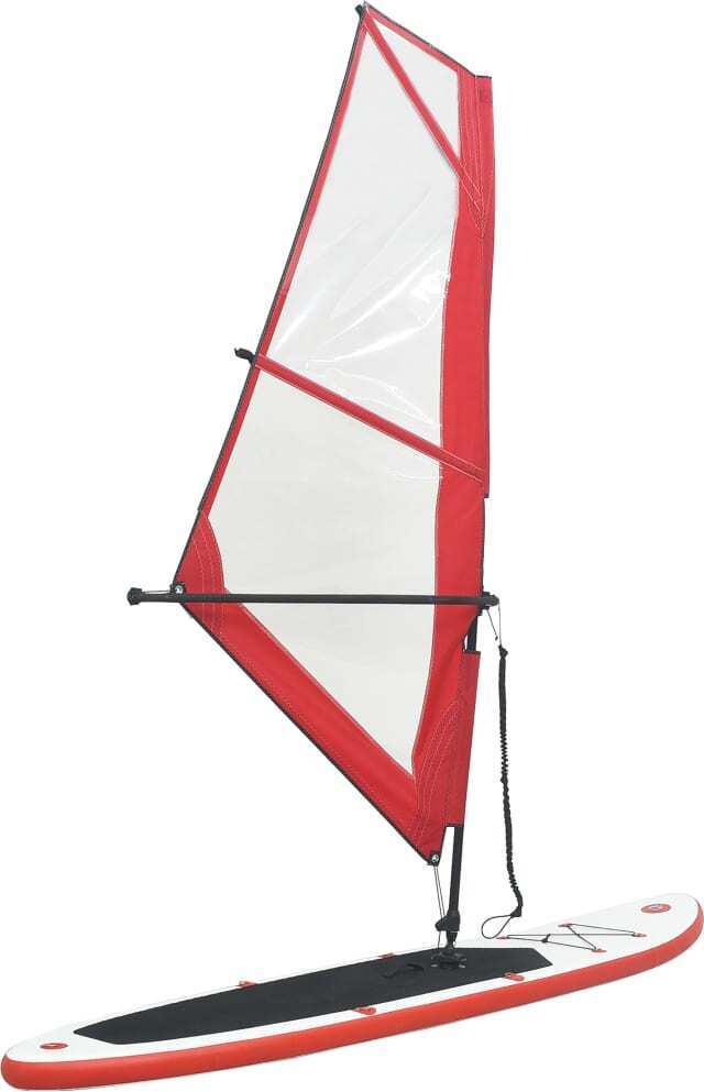 Aufblasbares SUP-Board mit Segel Set Rot und Weiß