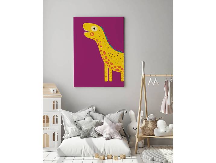 Impression sur toile Love My Dino Girl 60 x 80cm Mauve