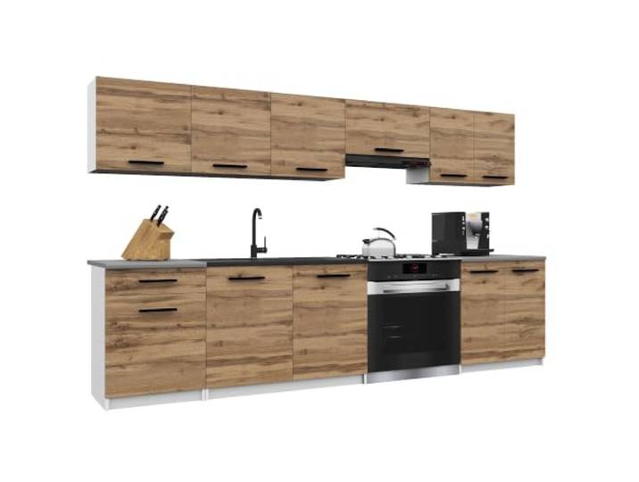 Belini Italia 2 Küchenzeile Küchenblock 240cm Goldbraun Küchenset als gerade Küchenzeile, weiße Korpusse, DECOR ECONATURA Material, kratzfest, ohne Elektrogeräte, mit Arbeitsplatte