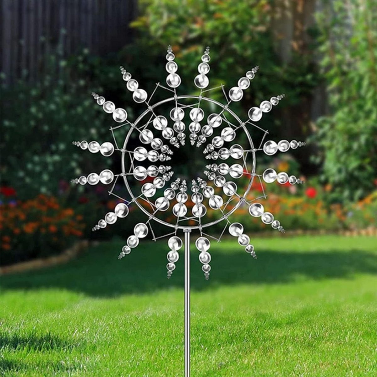 Zilveren metalen windmolen van roestvrij staal voor buiten decoratie