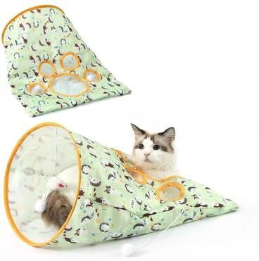 Uplift Picks Foldable Interactive Cat Tunnel Toy Hide And Seek Mouse Hunt Game For Kittens green