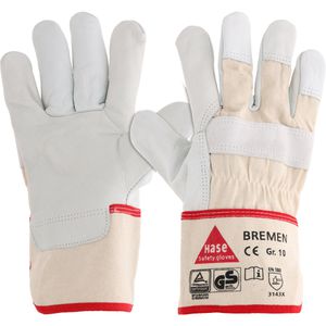 Hase Arbeitshandschuhe Bremen, 291000, Echt Leder, beige, Größe 10 / XL, 12 Paar