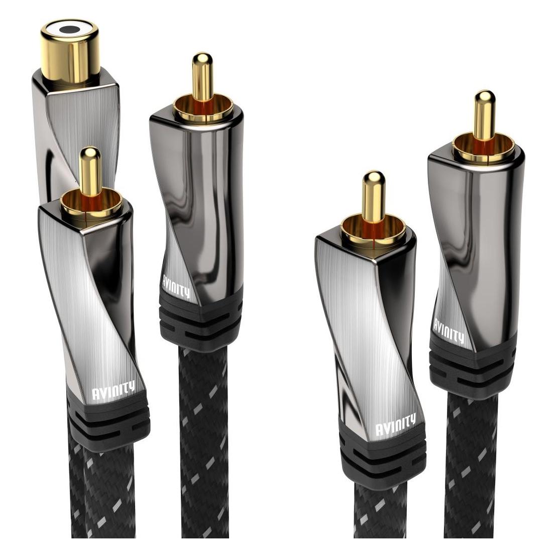 Avinity Subwoofer-Kabel + Adapter Cinch-Kup. - 2 Cinch-St., Gewebe, vergoldet, 6 m (6 m, Cinch Kabel) (00107652)