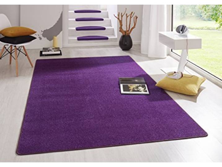 Hanse Home Tapis d'intérieur Fancy - Tapis de Salon uni Moderne en Velours pour Salle à Manger\, Salon\, Chambre d'enfant\, Couloir\, Chambre à Coucher\, Cuisine - Violet - 133 x 195 cm