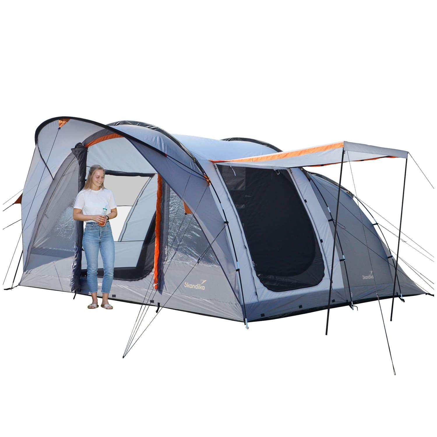 Skandika Egersund Tunnelzelt für 5 Personen | Camping Zelt mit Sleeper Technologie, eingenähter Zeltboden, Schwarze Schlafkabine, 2 m Stehhöhe
