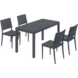 ESSGRUPPE 5-TLG. aus Metall & Kunststoff, Dunkelgrau