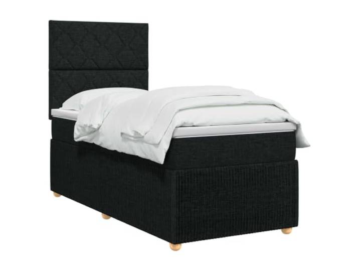 vidaXL Boxspringbett mit Matratze Schwarz 80 x 200 cm Stoff Stell die Höhe deines Bettes ganz easy ein, Halte alles frisch mit abnehmbaren Bezügen, Unterstützt alle Schlafpositionen