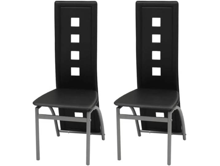HEFZGDB Esszimmerstühle 2 STK. Schwarz Kunstleder mit ergonomischer Rückenlehne und Stahlrahmen für Komfort und Stabilität, strapazierfähige Sitzpolsterung