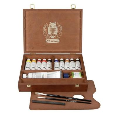 Schmincke Mussini Ölfarbe, Holzkasten, 10 x 35 ml Tuben + Zubehör