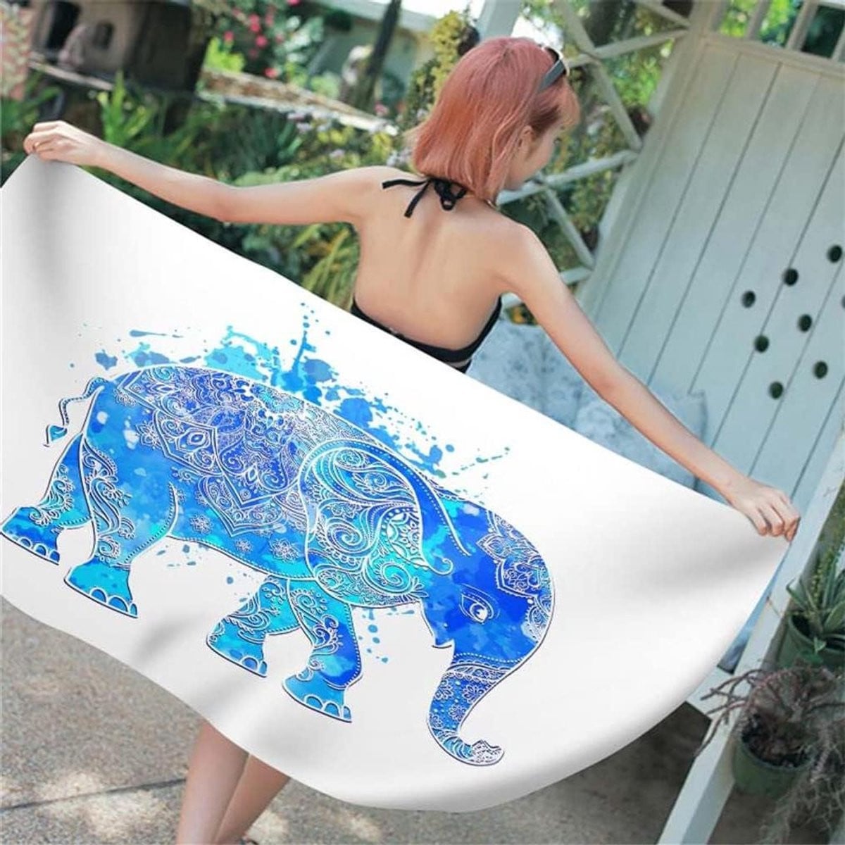 Strandlaken Microvezel XXL Handdoek Olifant Mandala 80 x 160 cm