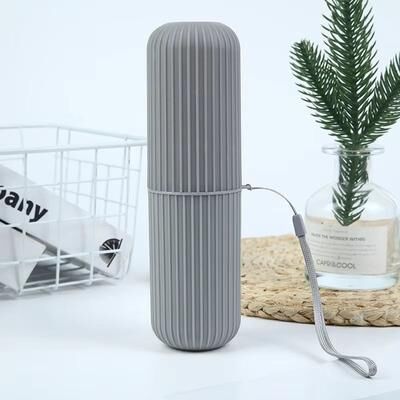 Inspired Finds Portable Travel Toothbrush Holder With Cup Compact Toothpaste Storage Case gray