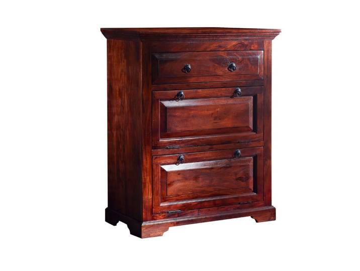 MASSIVMOEBEL24 Commode 80x45 Acacia laqué Nougat OXFORD #904