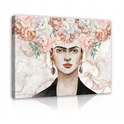 LEINWANDBILD Frida Kahlo Frau Blumen 60x40