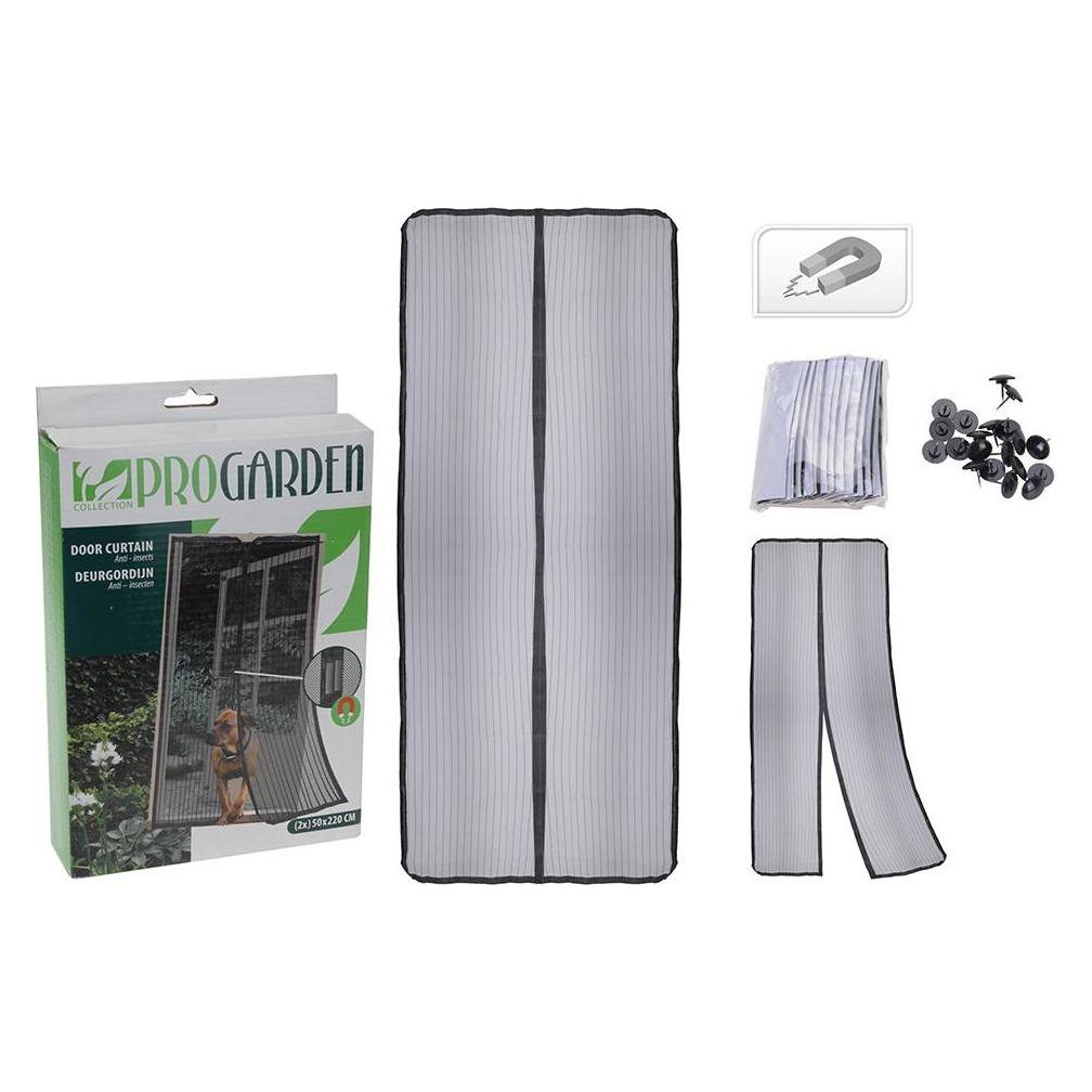 ProGarden Moskitonetz Plattenspeicher 2 Stücke Türen Fiberglas Schwarz (50 x 220 cm) (50 x 220 cm) (41381855)