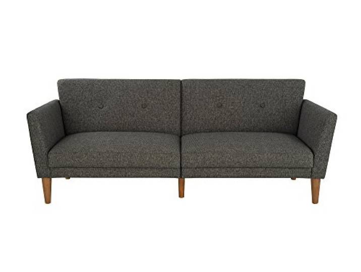 Novogratz Regal Futon Schlafsofa, Grau, Leinenbezug 3-Sitzer 205x86x81 cm