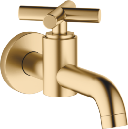 Dornbracht Tara. Wand-Auslaufventil 30010892-28 mit Kreuzgriff, Kaltwasser, Ausladung 140 mm, messing gebürstet
