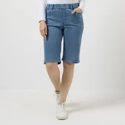 DENIM & CO. Jeans Bermuda mit Umschlag Rundumdehnbund Gürtelschlaufen