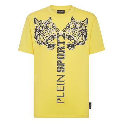 T-Shirt PLEIN SPORT "Tiger", Herren, Gr. S, gelb (29, gelbfluo), Obermaterial: 100% Baumwolle, Shirts T-Shirt