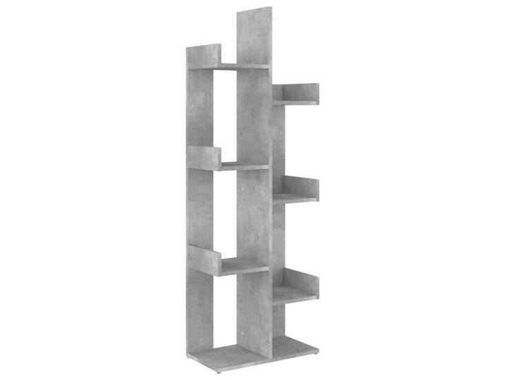 vidaXL Bücherregal Baumform 48/25,5/140 cm aus Holzwerkstoff Betongrau, Hellgrau, Strukturbuche, Rechteckig, 48x140x25.5 cm, Wohnzimmer, Regale, Bücherregale