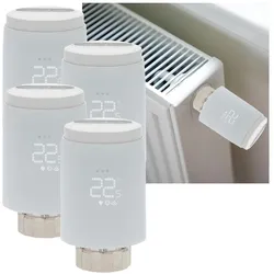 Nedis 4er-Set Smartes Heizkörperthermostat inkl. Zigbee-Gateway, Thermostat, Weiss