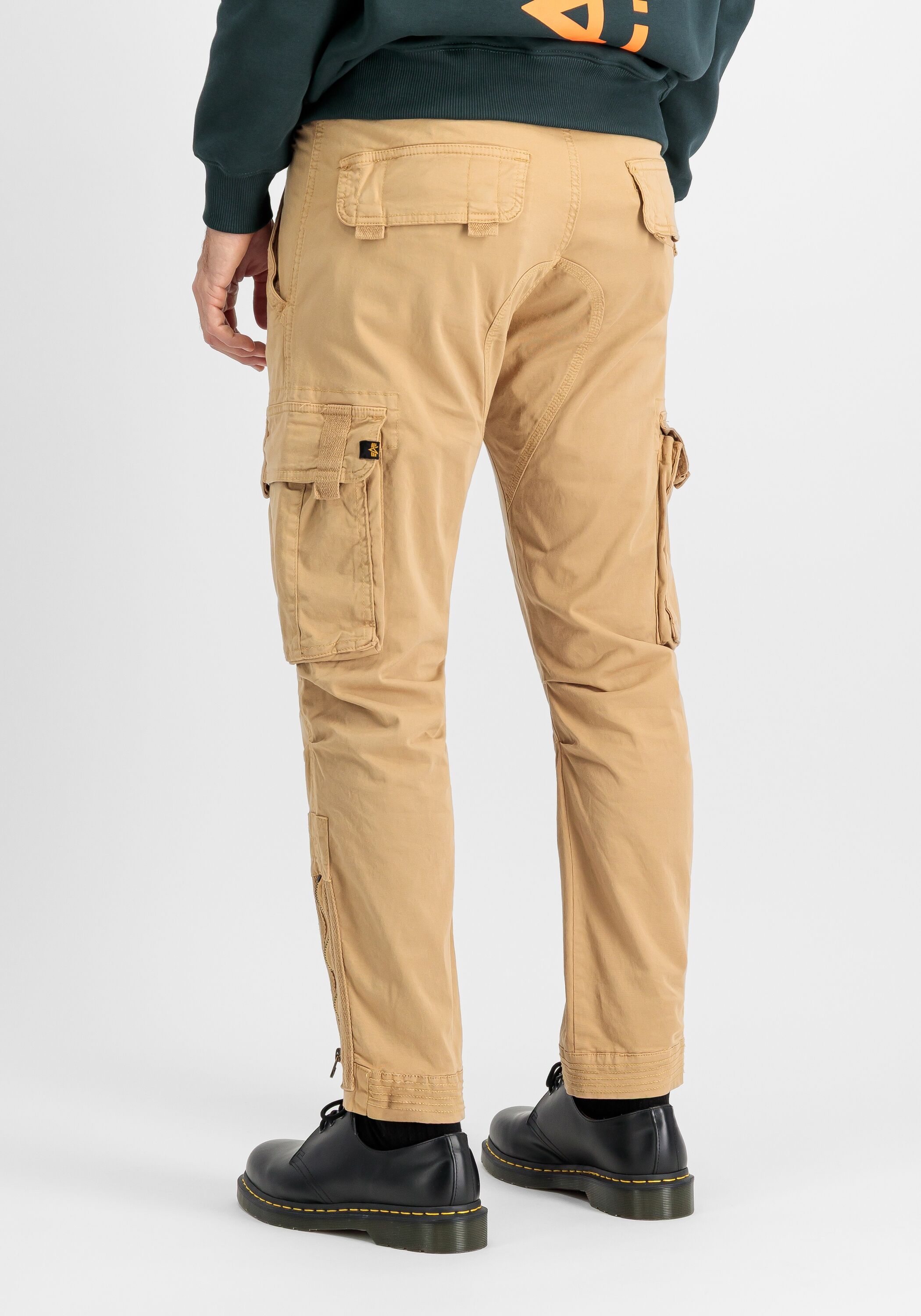 Cargohose ALPHA INDUSTRIES "Task Force Pant", Herren, Gr. 33, Normalgrößen, beige (sand), Obermaterial: 98% Baumwolle, 2% Elastan, Hosen Cargohose