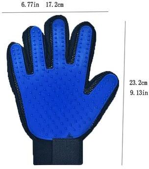 Inspire Essentials FurEase Pet Grooming Hair Removal Gloves blue