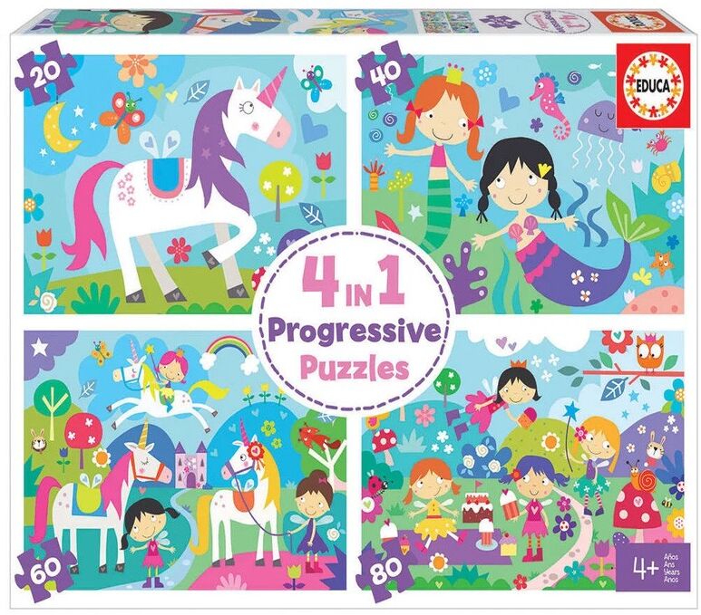 Coffret 4 in a Box Puzzles Monde de la Fantaisie 20+40+60+80 pcs - Educa
