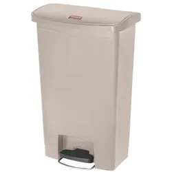 Treteimer Rubbermaid Slim Jim Kunststoff beige 50 L Tretabfallbehälter mit Pedal an der Breitseite
