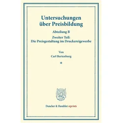 Untersuchungen über Preisbildung., Fachbücher von Carl Bertenburg