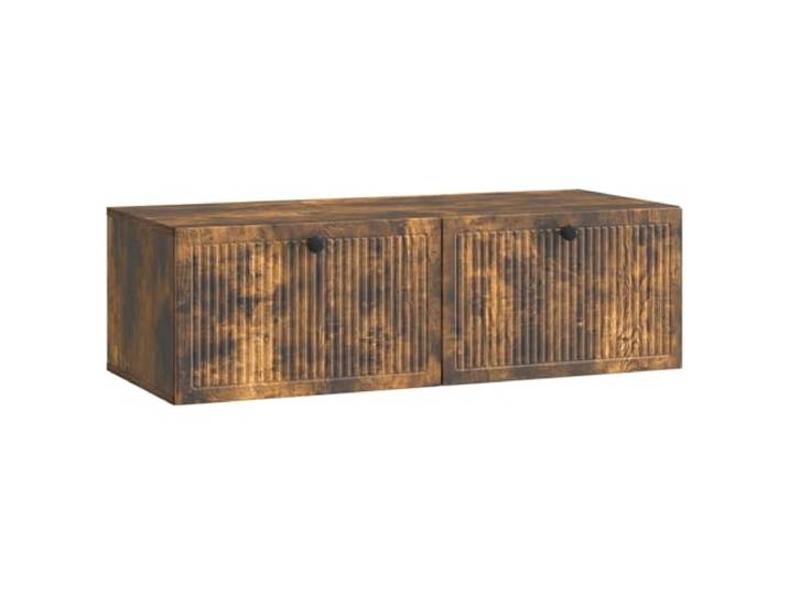 KGHERMDF Wandmontierter TV-Schrank Geräucherte Eiche 98 x 41 x 30 cm Spanplatten Konstruktion, 90 Grad Scharniertueren, Metallknoepfe, Kabel Stauraum, Einfache Montage