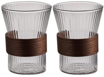 Uplift Essentials Japanese Style Glass Cold Water Jug With Walnut Sleeve glass Cup Set