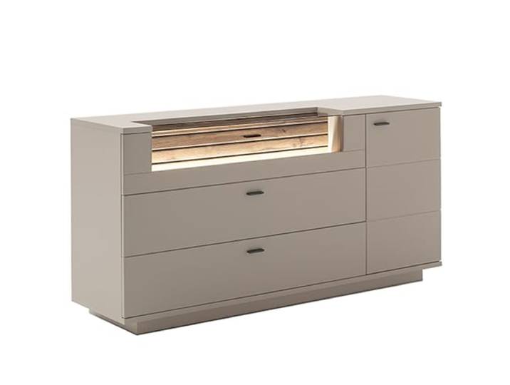 Lomadox Sideboard 165 cm in grau mit Eiche inkl. Beleuchtung LIEZEN-05