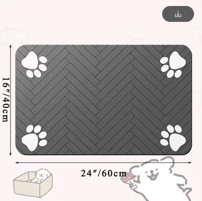 Inspire Picks Waterproof Quick Dry Pet Feeding Mat Non Slip Placemat For Dog & Cat Bowls black 40x60cm