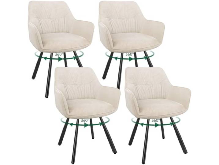 WAFTING Esszimmerstuhl 4er Set drehbar 360°, Polsterstuhl Samt, Khaki Armlehnstuhl drehbar,Moderner Stühle für Esszimmer,Küchenstuhl für Wohnzimmer,Arbeitszimmer,Schlafzimmer